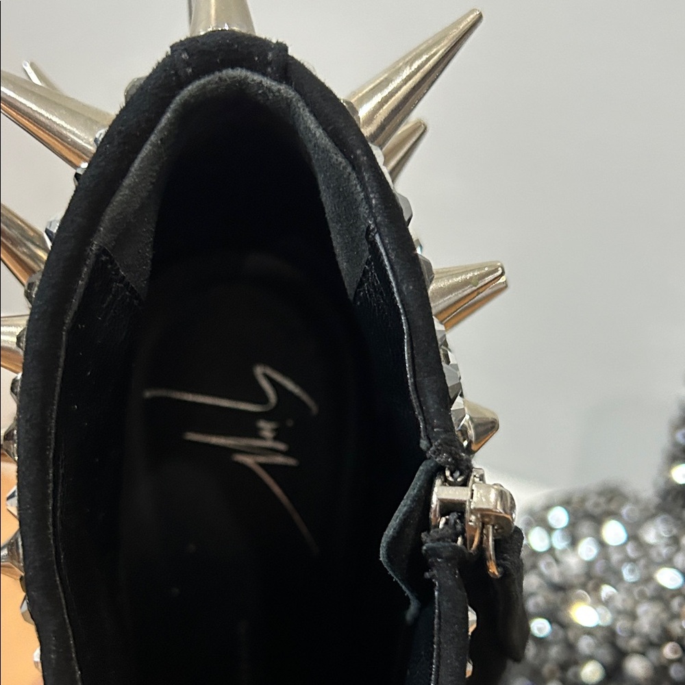 Giuseppe Zanotti Black and Silver Spiked Heeled Boots - Picture 2 of 5